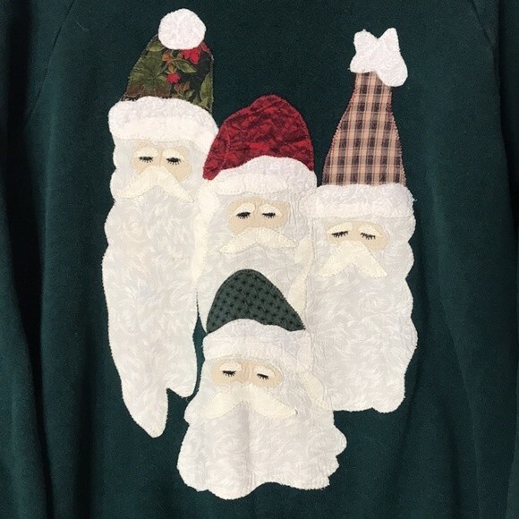 fruit of the loom Santa Clause Father Christmas Fleece Pullover sweater large - Picture 4 of 11